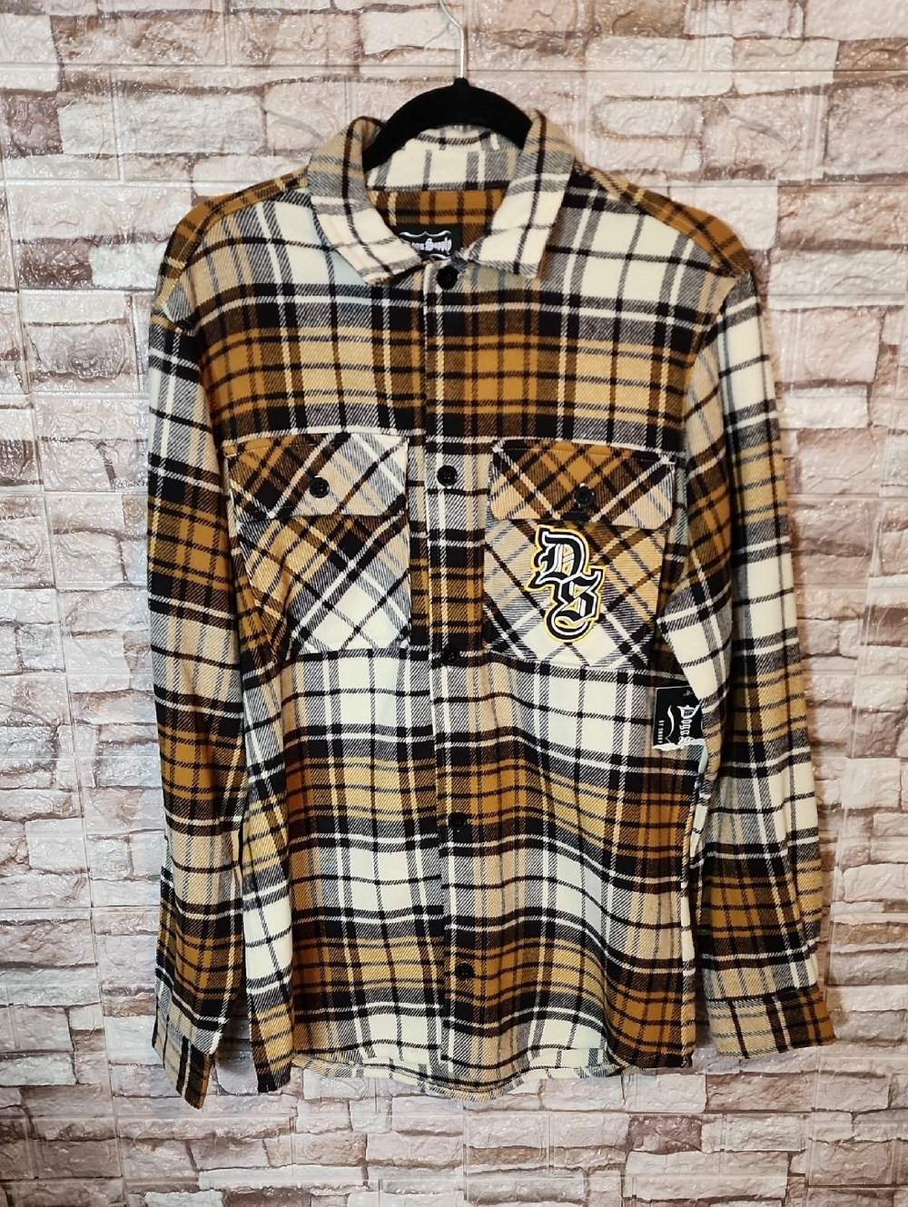 Dogg Supply Men's Plaid Shirt - Brown and Black Brand New